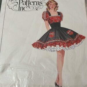 4/$100 Vintage Style Black and Red Dress sew Pattern